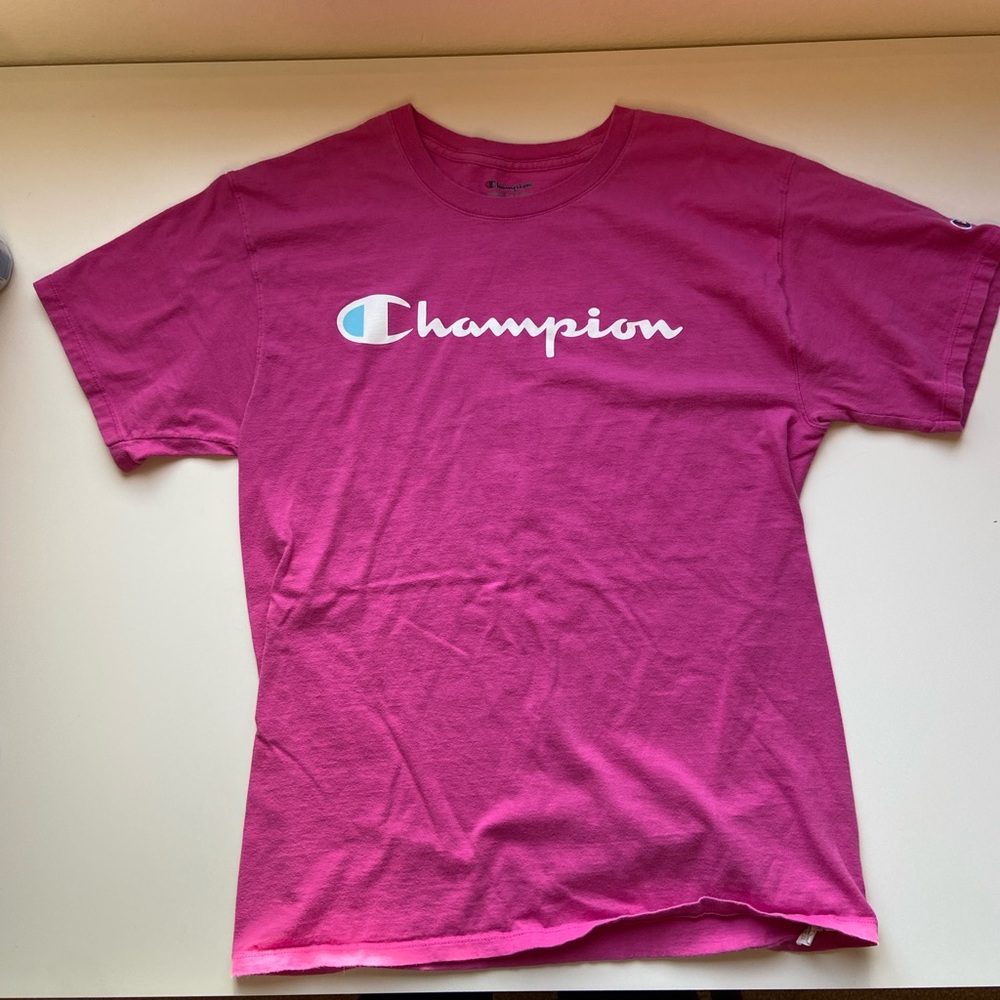 Champion 100% cotton pink womens size medium logo t shirt